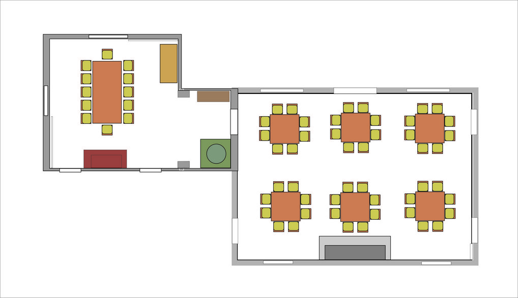 Sitzplan für kleinen und großen Speisesaal