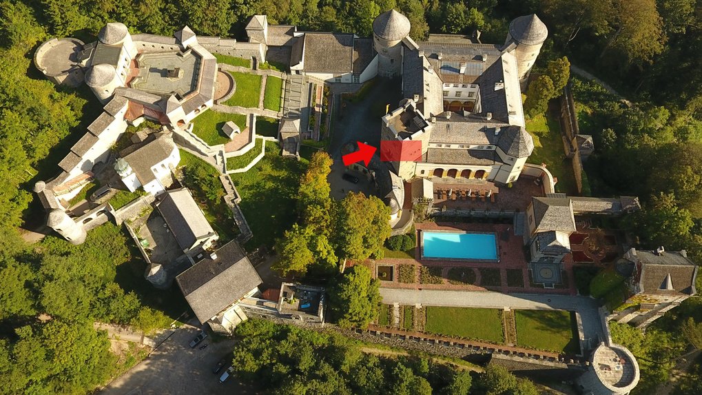 Located on the 2nd floor of the main house in the entrance tower