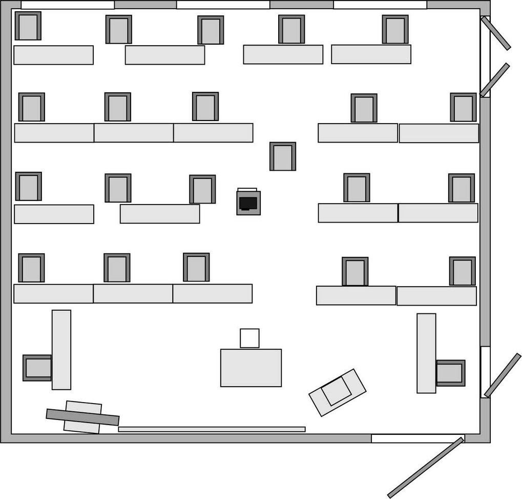 Corona seating: 23 people with 1.5m spacing